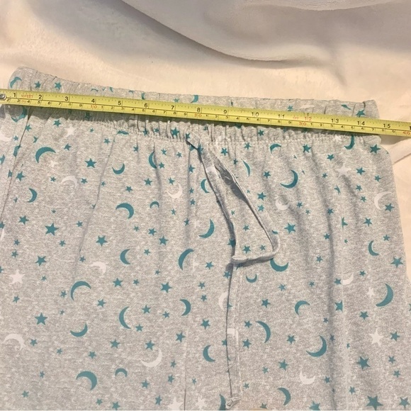 NWT Pajama Pants Large (Girls) Totally Pink Grey w/ Teal and White Moons Stars - Picture 9 of 10